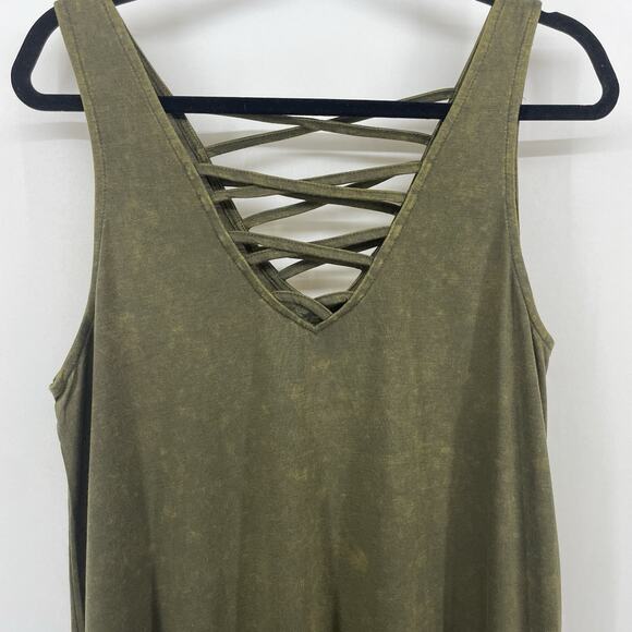 Hayden Size M High Low Tank Dress Olive Forest Fairy Grunge Boho Festival Flowy - Picture 2 of 5